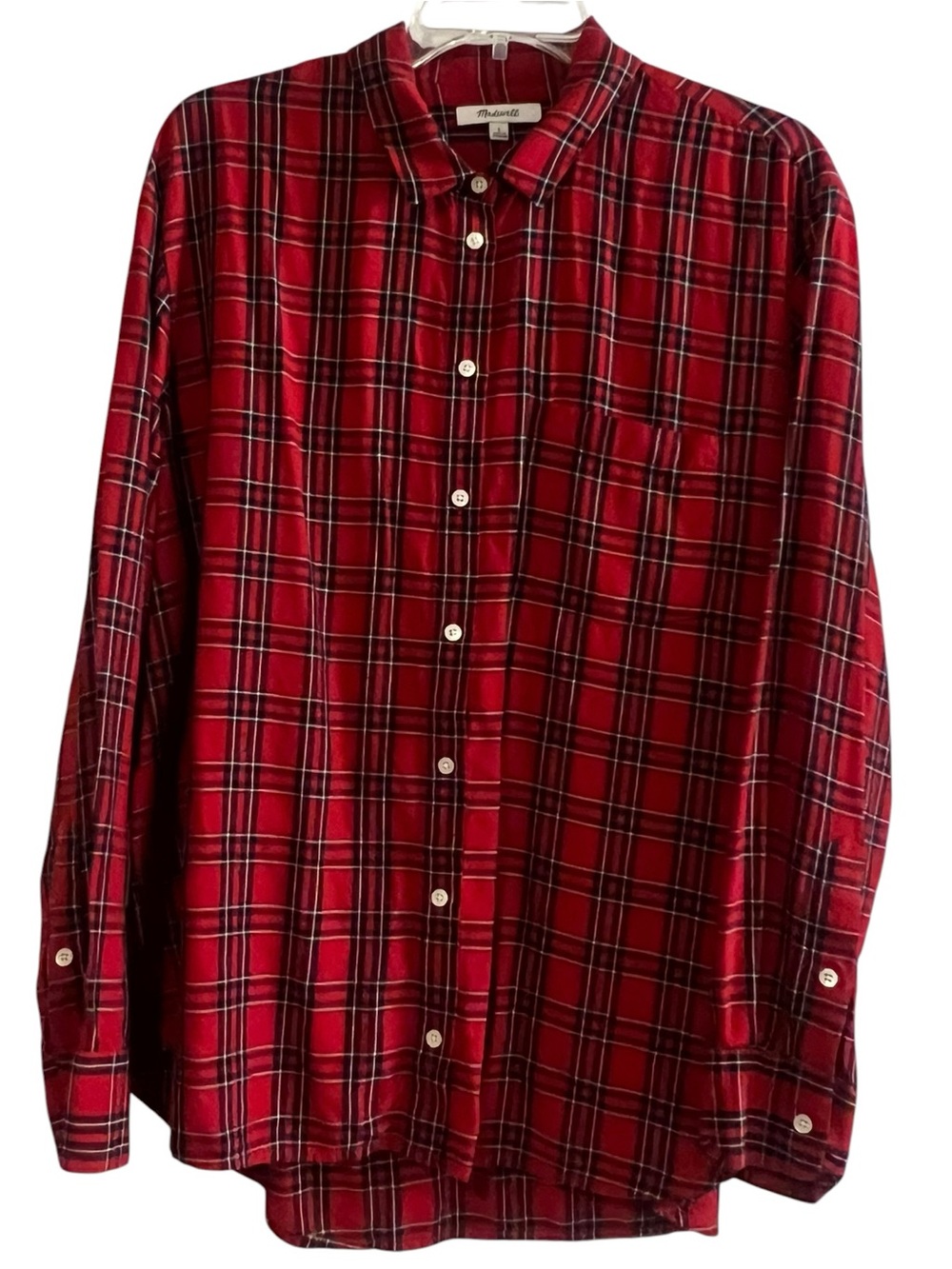 Madewell Red Plaid Cotton Button-Down Shirt